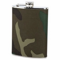 8 Oz. Stainless Steel Flask w/Woodland Camouflage Wrap